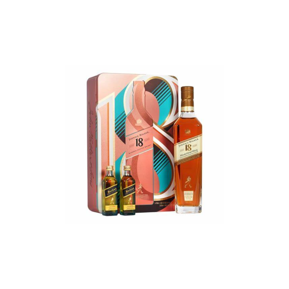 Johnnie Walker 18 year old gift tin (with miniature Blue Label)