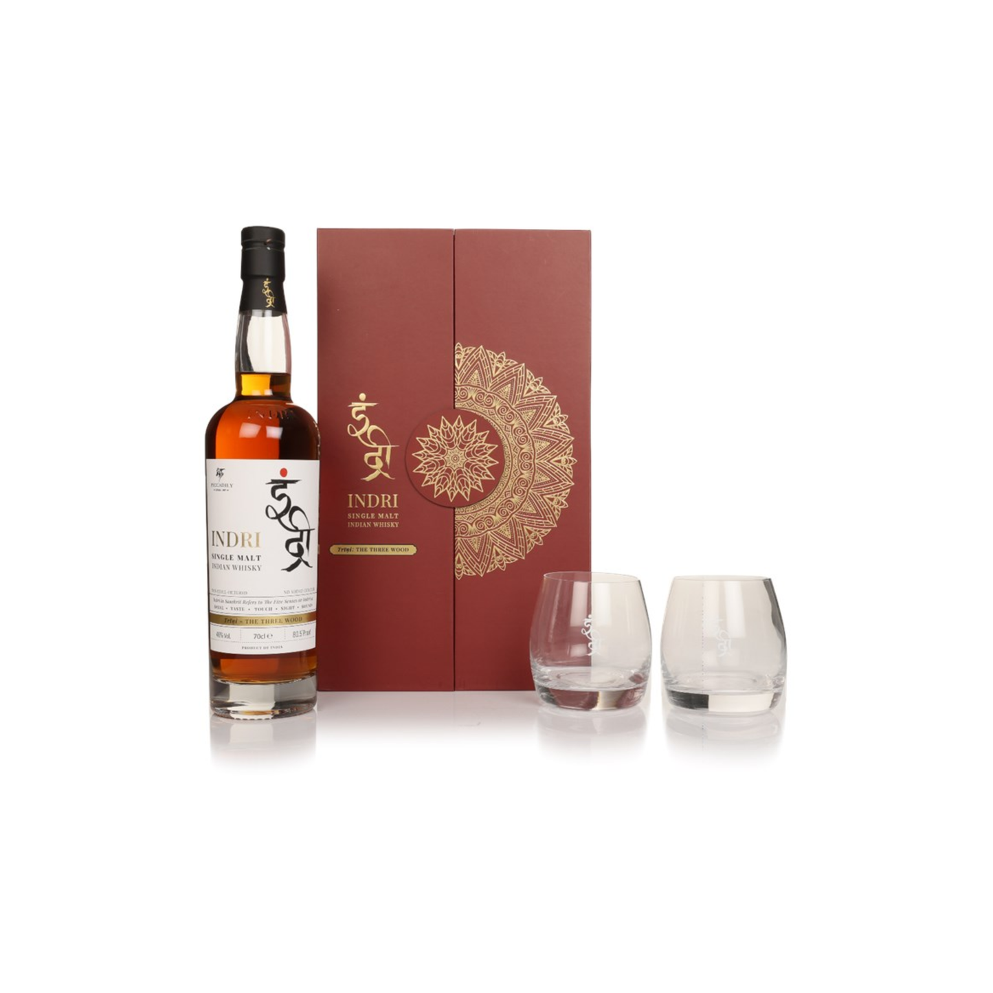 Indri Trini Three Wood (box set with 2 glasses)