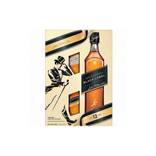 Johnnie Walker Black Label Richard Malone gift set with 2 miniatures