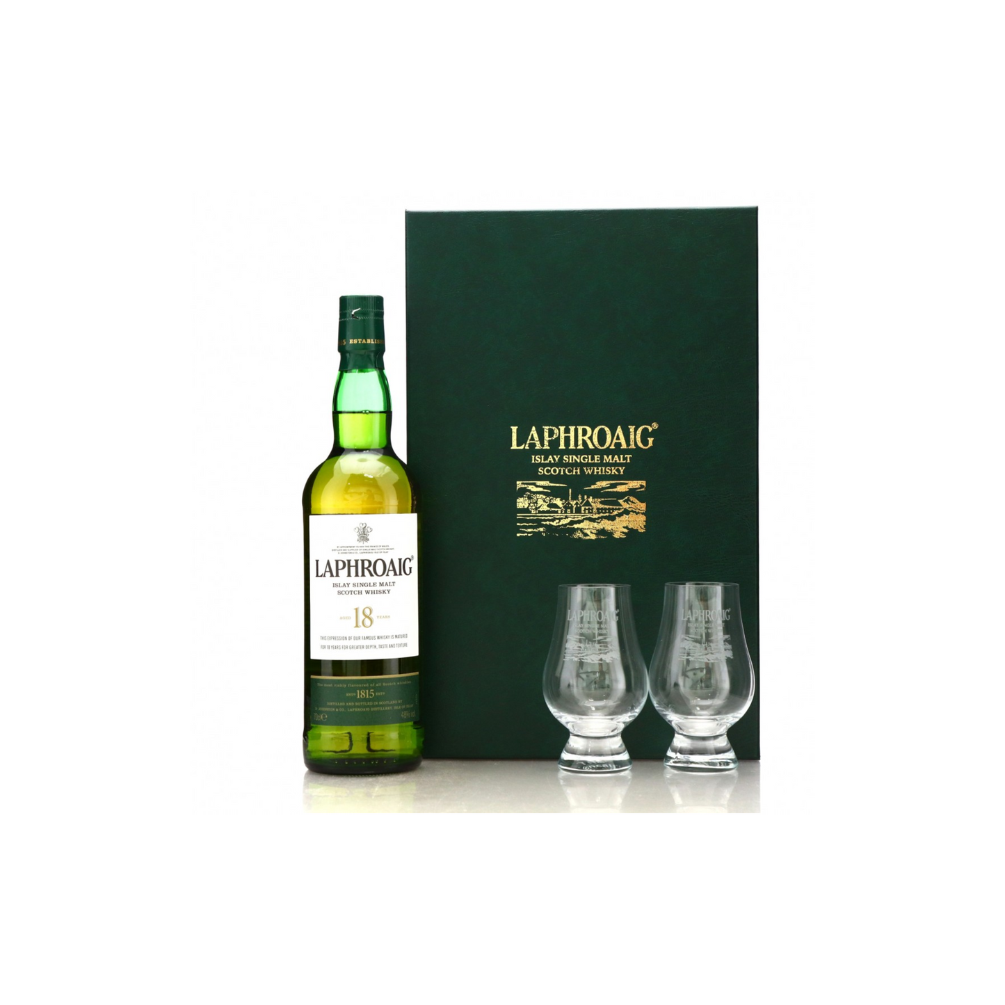 Laphroaig 18 year old (gift pack with 2 tasting glasses)