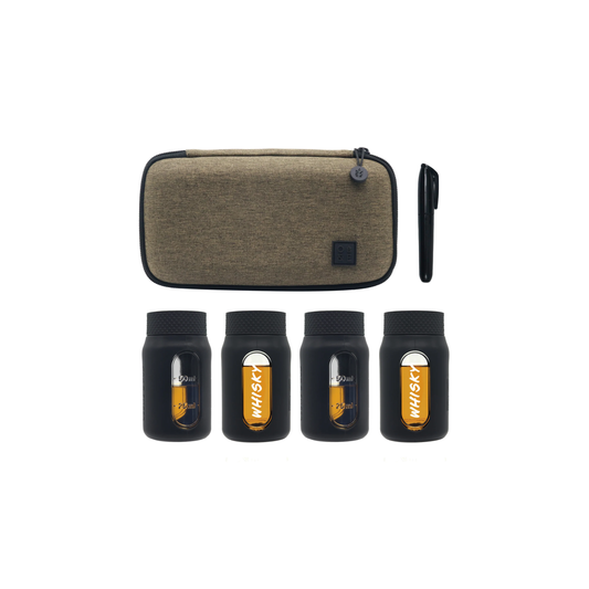 Dewars Aberfeldy Whisky Travel Set – Flight Flask Traveller (Khaki Green)