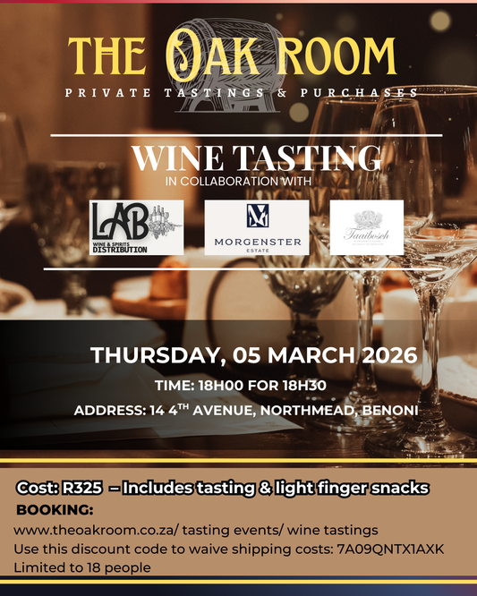 The Oak Room Wine Tasting 05 March 2026